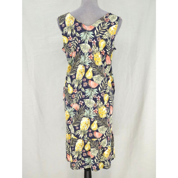 J Jill Dress Womens Small Green Pink Floral Stretch Knit Flounced Hem Pullover - Picture 2 of 13